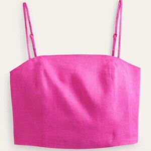 Boden Fitted Linen Strappy Top in Rose Linen Size 12